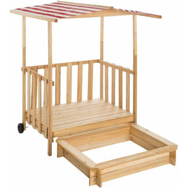 Tectake Sandpit w/ Play Deck And Canopy - Red, Red