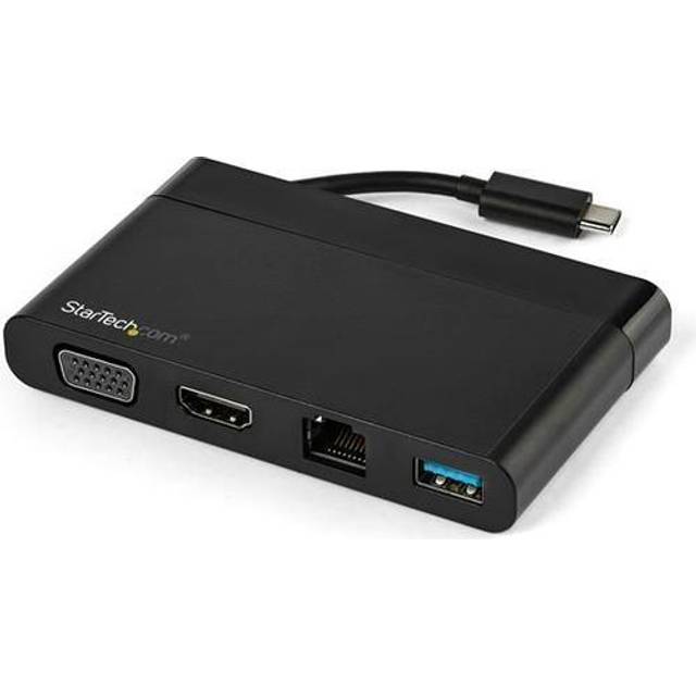 StarTech.com USB C-multiportadapter med HDMI, VGA, Gigabit Ethernet och USB 3.0 - USB C till 4K HDMI eller 1080p VGA-skärm med minidockningshubb - USB Type-C-resedockningsstation för bärbara datorer med USB-C