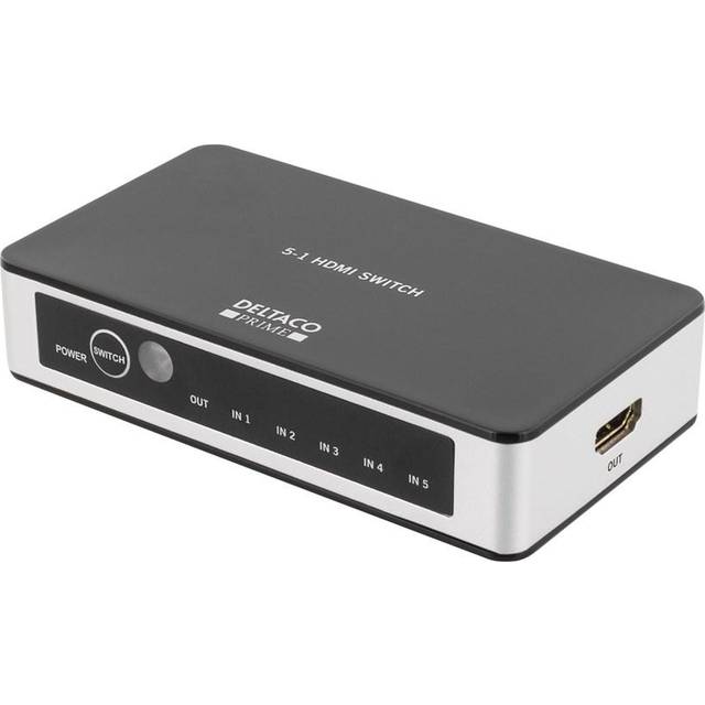 Deltaco Prime Premium HDMI Switch, 5 in, IR-fjärrkontroll, Ultra HD 60Hz