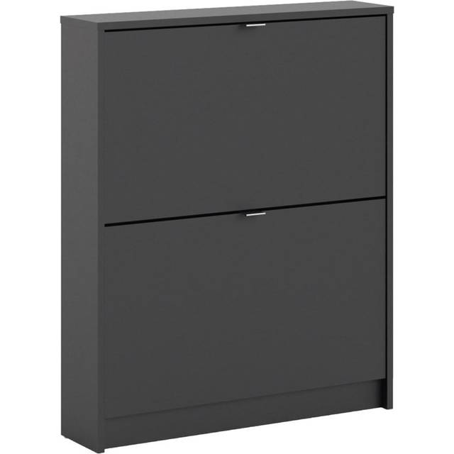 Shoes Shoe Cabinet W. 2 Tilting Doors And 1 Layer In Matt Black