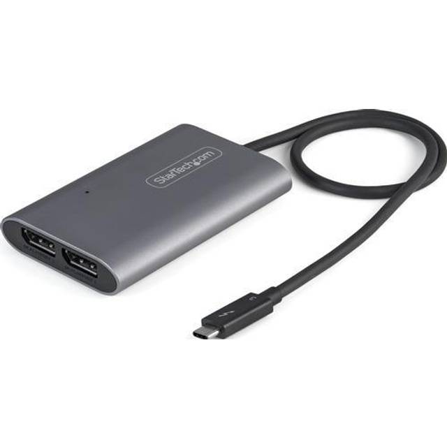 StarTech.com Thunderbolt 3 till Dual DisplayPort-adapter DP 1.4 – dubbel 4K 60Hz eller enkel 8K/5K Thunderbolt 3 till DP-adapter – TB3 till 2x DisplayPort-skärmsadapter – Mac/Windows (TB32DP14)