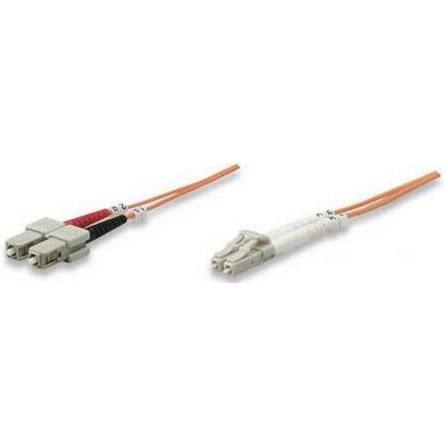 Intellinet Fiber Optic Patch Cable, OM2, LC/SC, 1m, Orange, Duplex, Multimode, 50/125 µm, LSZH, Fibre, Lifetime Warranty, Polybag