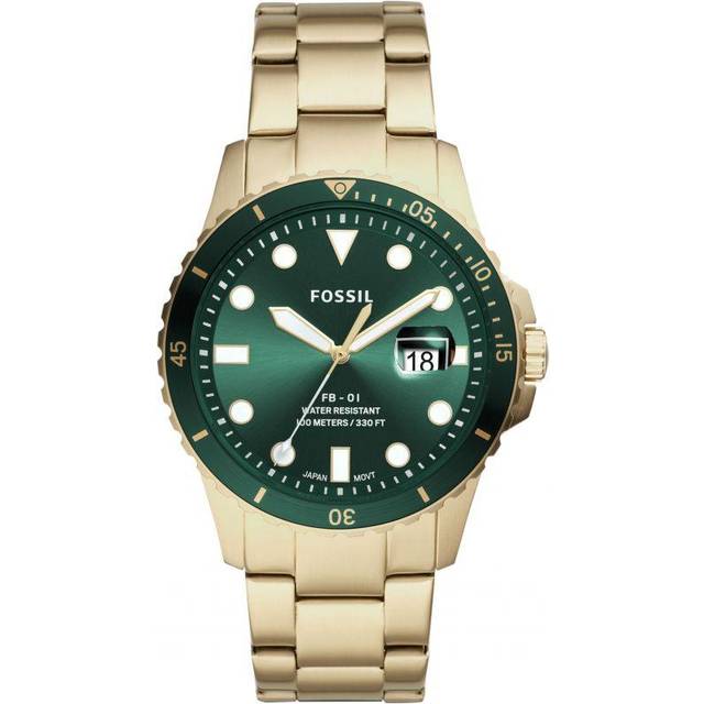 Fossil Watch FB-01 Three Hand Date Gold Tone - Green