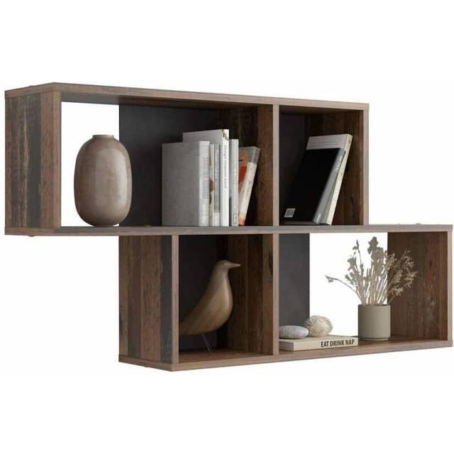 FMD Furniture 270-001E, Förvaring Vägghylla i utförande ek undervisning/vit, mått ca 100 x 53 x 19,5 cm (BHT), melaminharts belagd spånplatta