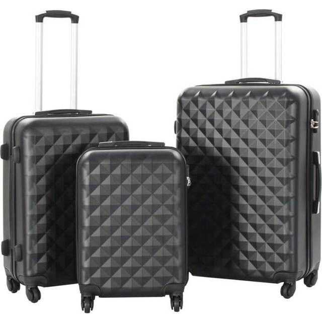 vidaXL Hardcase Trolley Set 3 pcs Black ABS