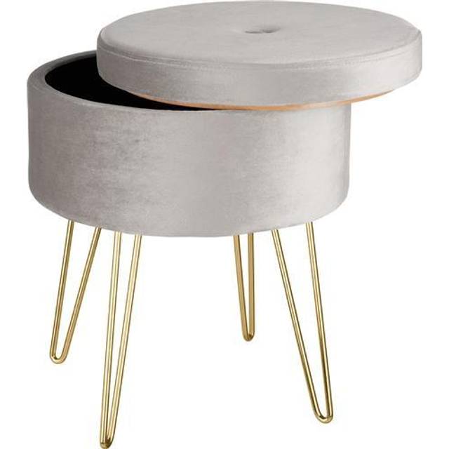 Tectake Ava Upholstered Velvet Look w/ Storage Space Stool - Pink, Pink