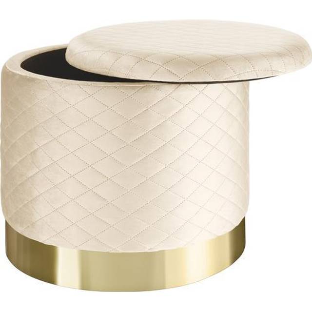 Tectake Coco Upholstered Velvet Look w/ Storage Space Stool - Cream, Cream