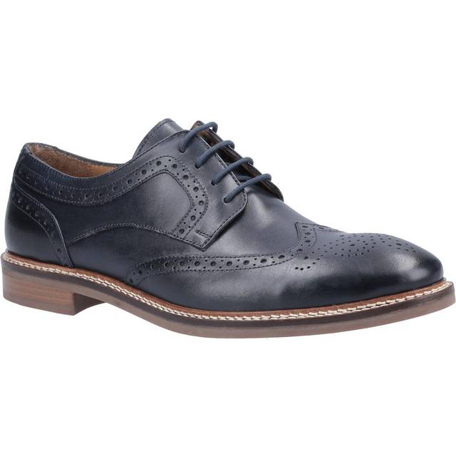 Hush puppies bryson mens navy wing tip brogue smart leather lace up shoes