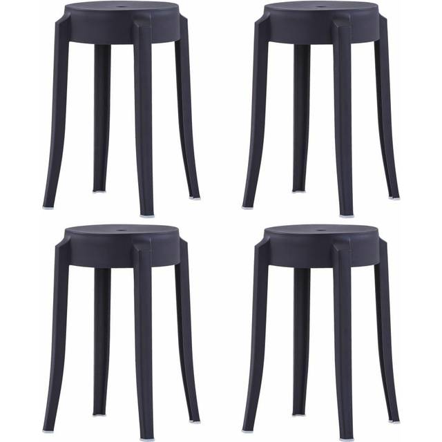 vidaXL Stackable Stools 4 pcs Black Plastic