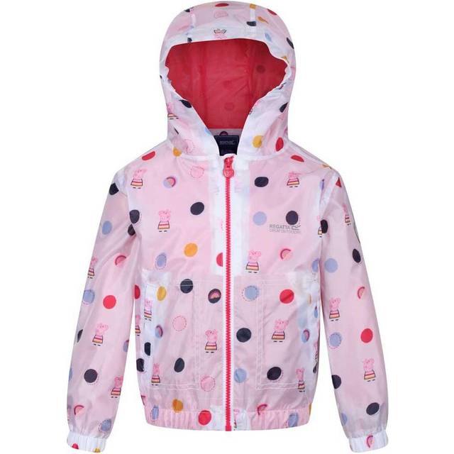 (6-12 Months, White  Polka) Regatta Unisex Kids Peppa Pig Muddy Puddle Outdoor Waterproof Hooded Jacket