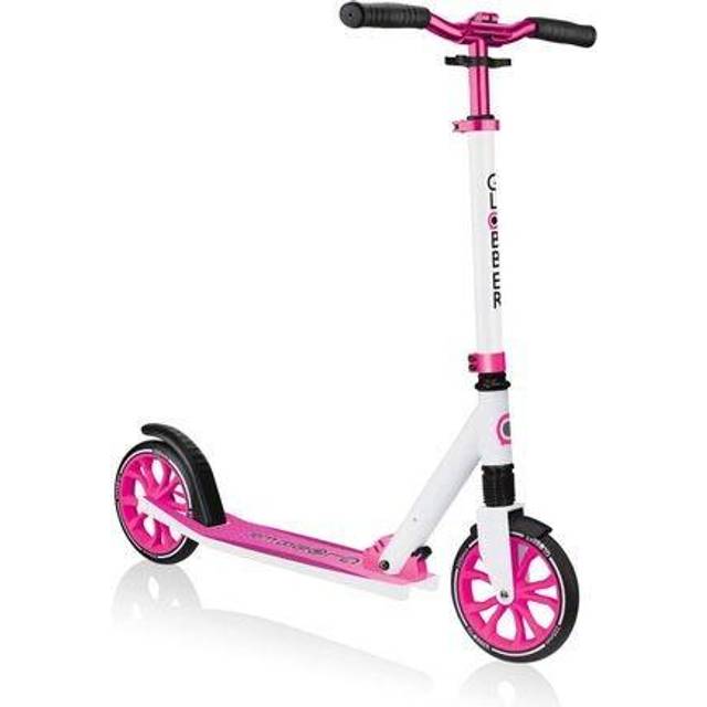 Globber - NL 205 - Vikbar skoter med 2 hjul med främre upphängning för barn från 8 år +, vit - rosa