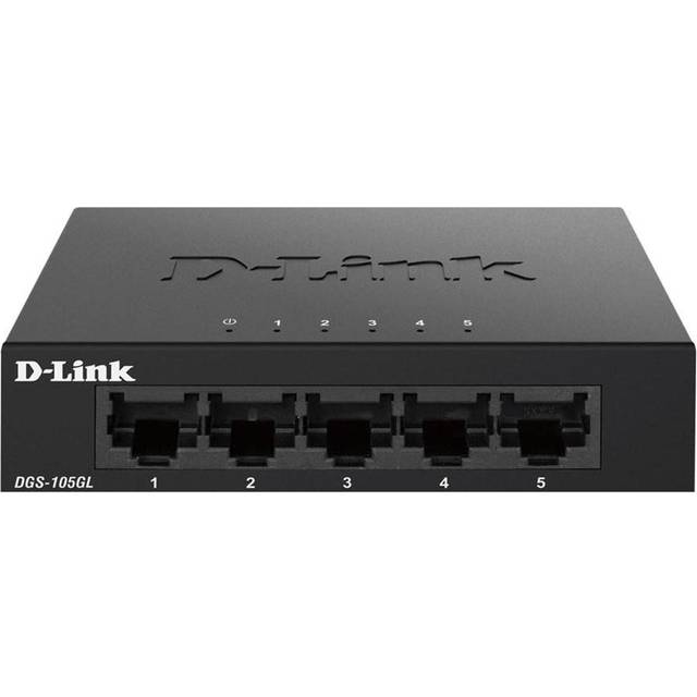 D-Link 5-portars Gigabit-switch, ohanterad, skrivbordsmodell, fläktlös, diskret, metallhölje, plug-and-play, 802.3az EEE