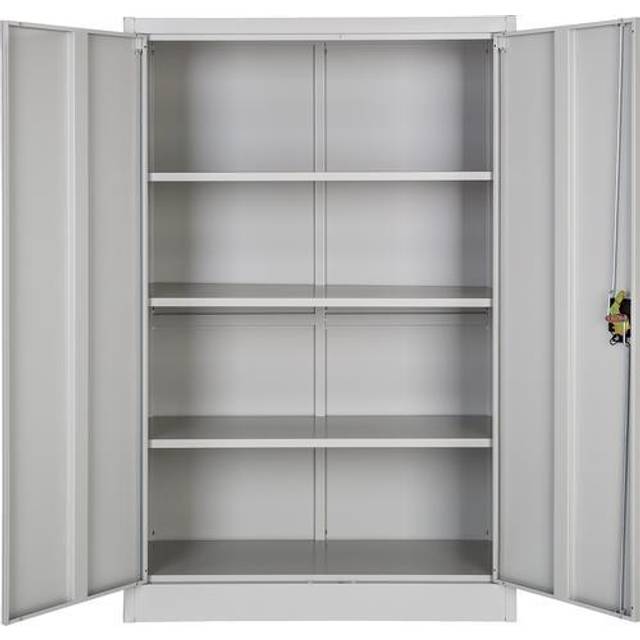 Filing Cabinet - 4 adjustable shelves, lockable, 140 x 90 x 40 cm - grey