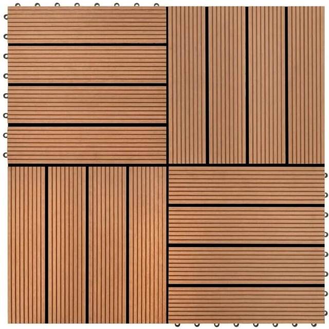 vidaXL WPC Tiles 30x30cm 11pcs 1m2 Brown