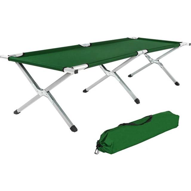 Tectake - Camp Bed - foldable camping cot, 150 kg load capacity - folding camp bed, single camp bed, camping cot - green