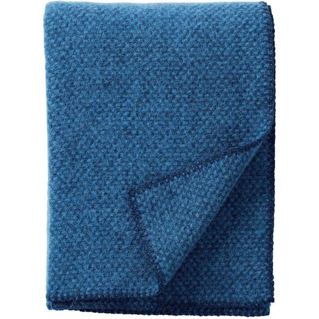 Klippan Yllefabrik Domino ullfilt sea blue - Blå