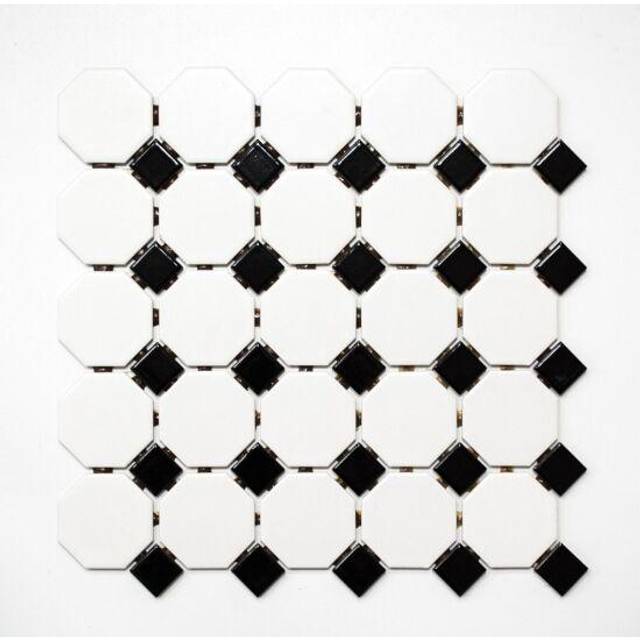 Mosaik Octagon White Matt Black Glossy Pris Per Ark