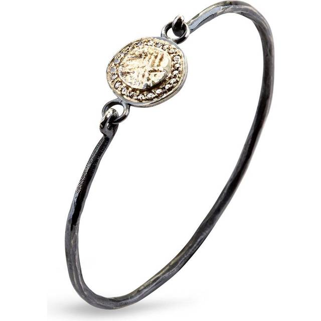 By Birdie Freja Coin Pave Sterling Sølv Armring med 18 Karat Guld og Brillanter 0,30 Carat