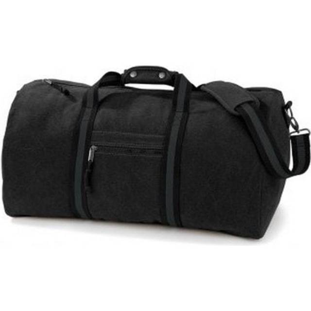 (One Size, Vintage Black) Quadra Vintage Canvas Holdall Duffle Bag - 45 Litres