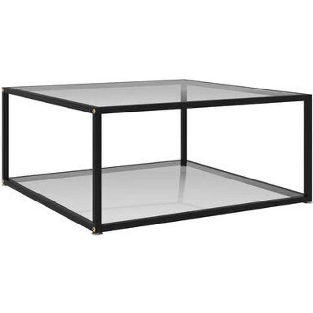 vidaXL Coffee Table Black With Black Glass 80x80x35 cm, Black