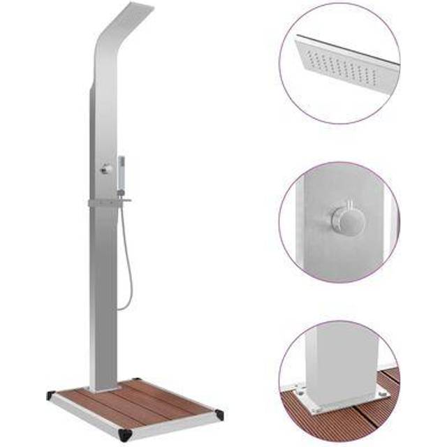 vidaXL Outdoor Shower with Tray WPC Stainless Steel - brown
