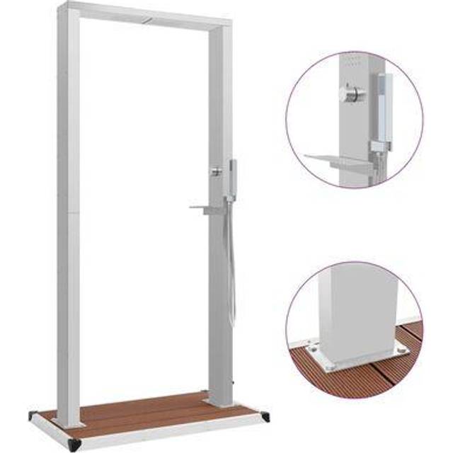vidaXL Outdoor Shower with Tray WPC Stainless Steel - brown