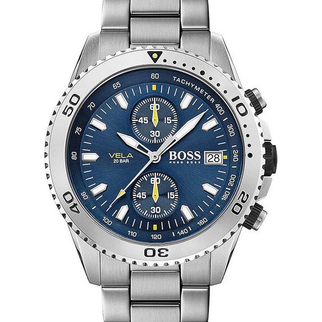 HUGO BOSS MENS 1513775 WATCH SILVER BRACELET BLUE DIAL SILVER CASE - Silver