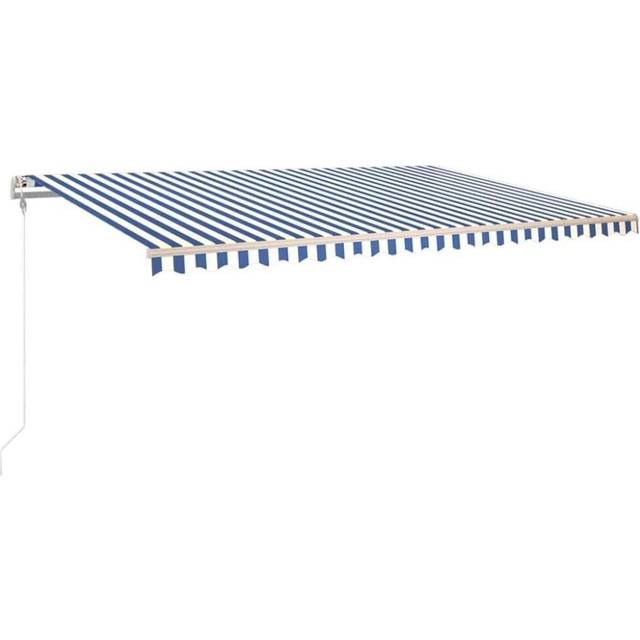 Markis automatiskt infällbar 500x350 cm blå och vit