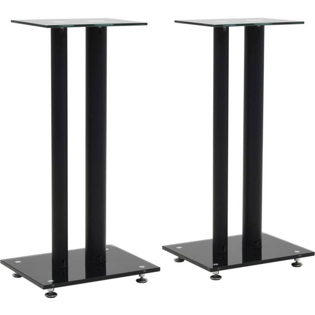 vidaXL Speaker Stands 2 pcs Tempered Glass 2 Pillars Design Silver