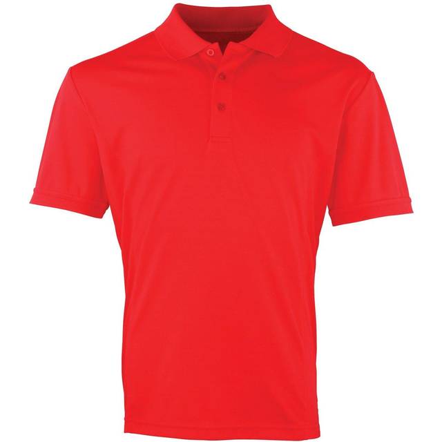 (XL, Strawberry Red) Premier Mens Coolchecker Pique Short Sleeve Polo T-Shirt