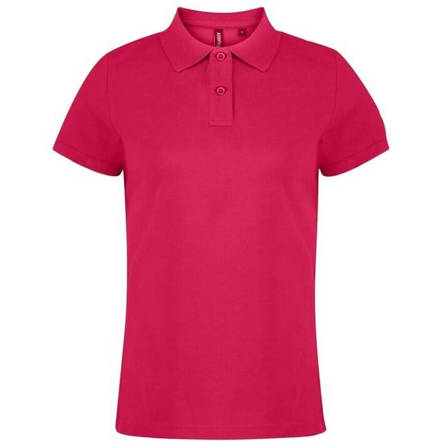 (S, Hot Pink) Asquith & Fox Womens/Ladies Plain Short Sleeve Polo Shirt