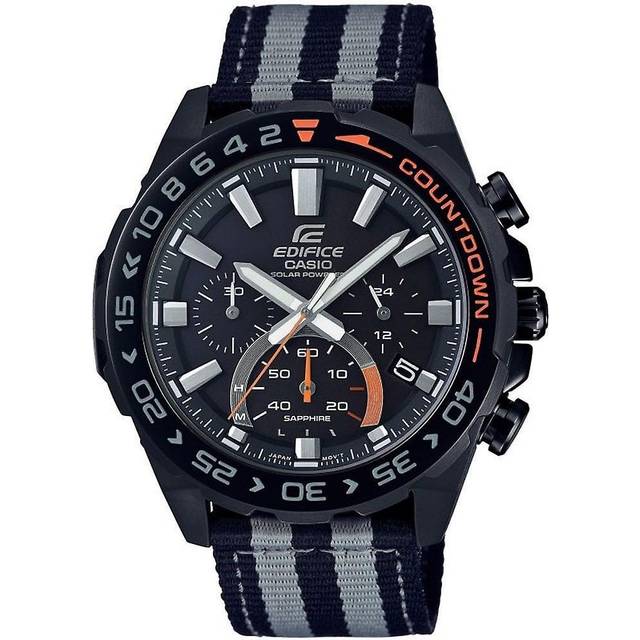 Casio Edifice Men&apos;s Black Ion-Plated Solar Powered Watch EFS-S550