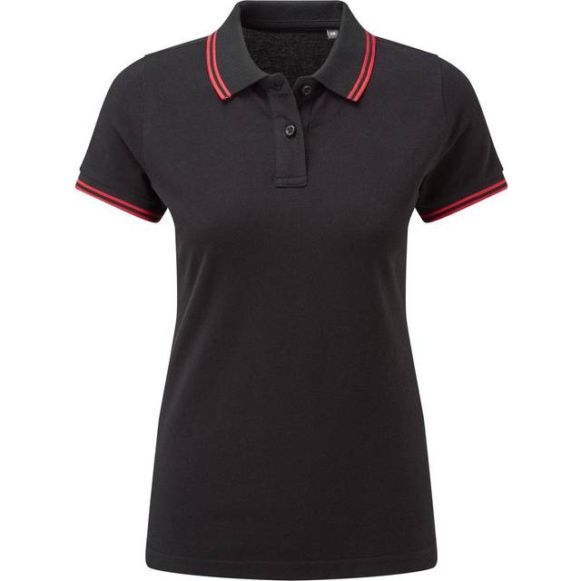 (M, Black/Red) Asquith & Fox Womens/Ladies Classic Fit Tipped Polo