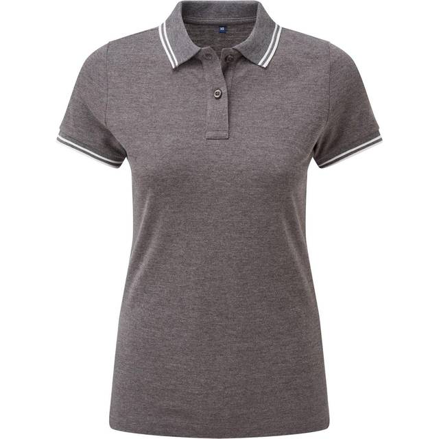 (M, Charcoal/White) Asquith & Fox Womens/Ladies Classic Fit Tipped Polo