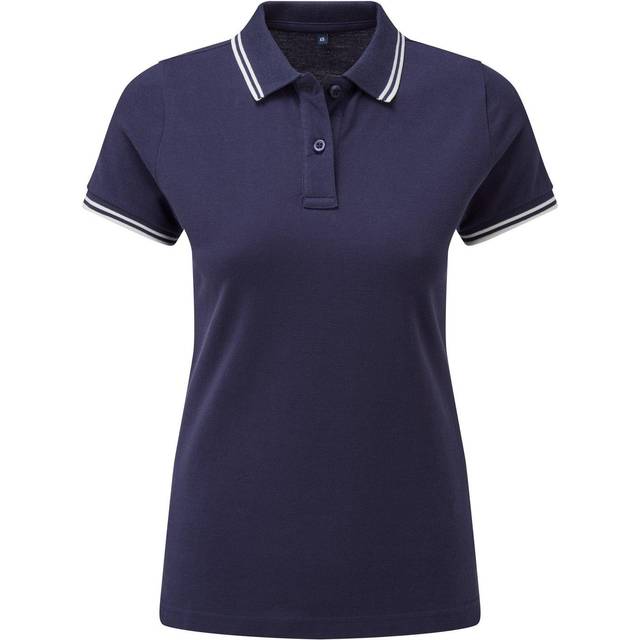 (XS, Navy/White) Asquith & Fox Womens/Ladies Classic Fit Tipped Polo