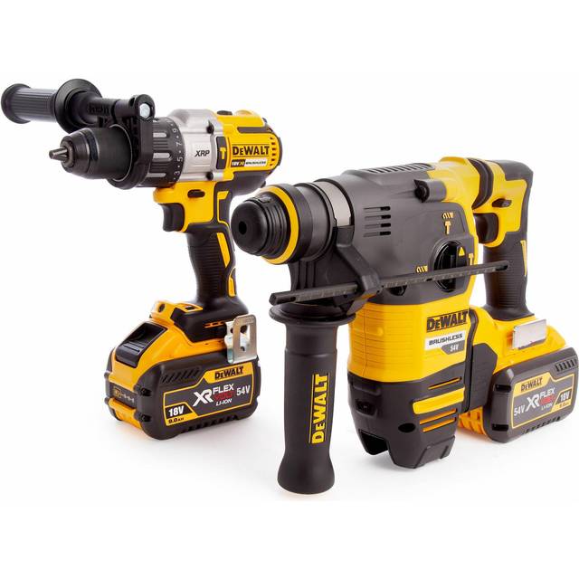 DeWalt DCK2033X2-GB 18V Combi Drill and SDS+ Drill Kit - 2x 9Ah Batteries Charger and Toughsystem Case