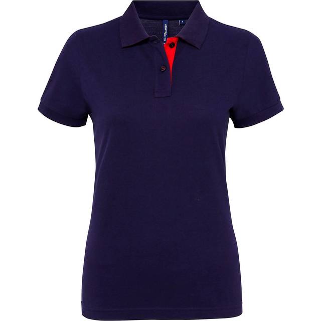 Asquith & fox womens/ladies short sleeve contrast polo shirt rw5353