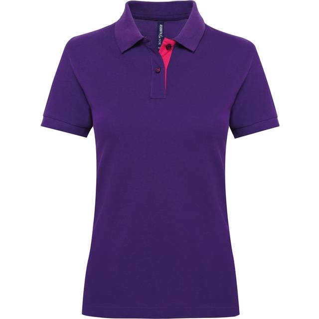 (L, Purple/ Pink) Asquith & Fox Womens/Ladies Short Sleeve Contrast Polo Shirt