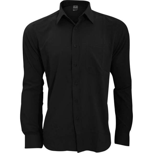 (XL, Black) Henbury Mens Wicking Anti-bacterial Long Sleeve Work Shirt