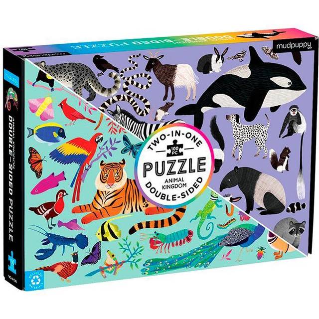 Animal Kingdom 100 Piece Double-Sided Puzzle - Puzzles for Babies - Fat Brain Toys