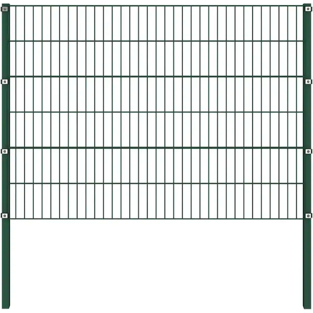 vidaXL Fence Panel with Posts Iron 1.7x1.2 m Green