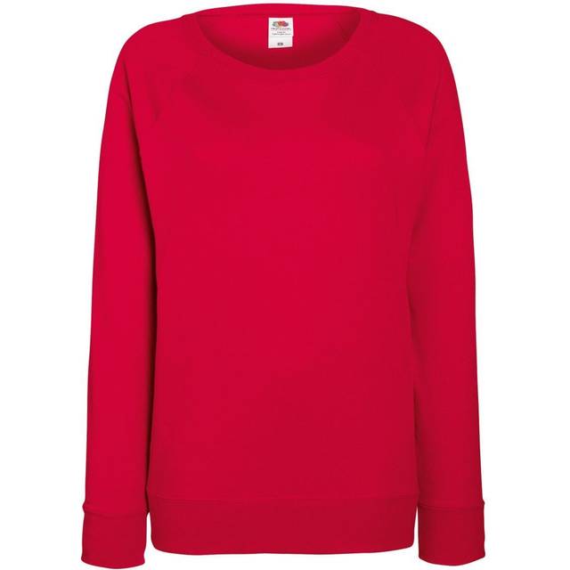 (S, Red) Fruit OF The Loom Ladies Fitted Lightweight Raglan Sweatshirt (240 GSM)