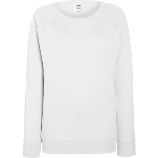 (XS, White) Fruit OF The Loom Ladies Fitted Lightweight Raglan Sweatshirt (240 GSM)