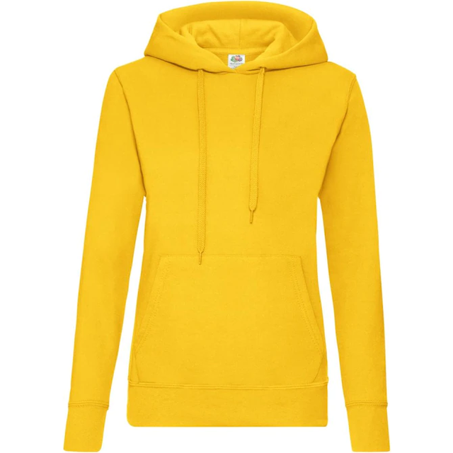 (S, Sunflower) Fruit Of The Loom Ladies Lady Fit Hooded Sweatshirt / Hoodie
