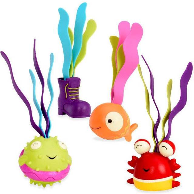 B toys by Battat â Shark Scoop-a-Diving Pool Toys - 1 Shark Net and 4 Water Toys for kids 3+ (5-Pieces)