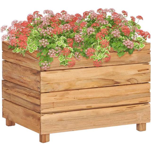 vidaXL Raised Bed 50x40x38 cm Recycled Teak Wood and Steel - Brown