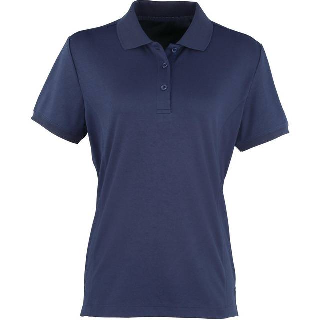 (2XL, Navy) Premier Womens/Ladies Coolchecker Short Sleeve Pique Polo T-Shirt