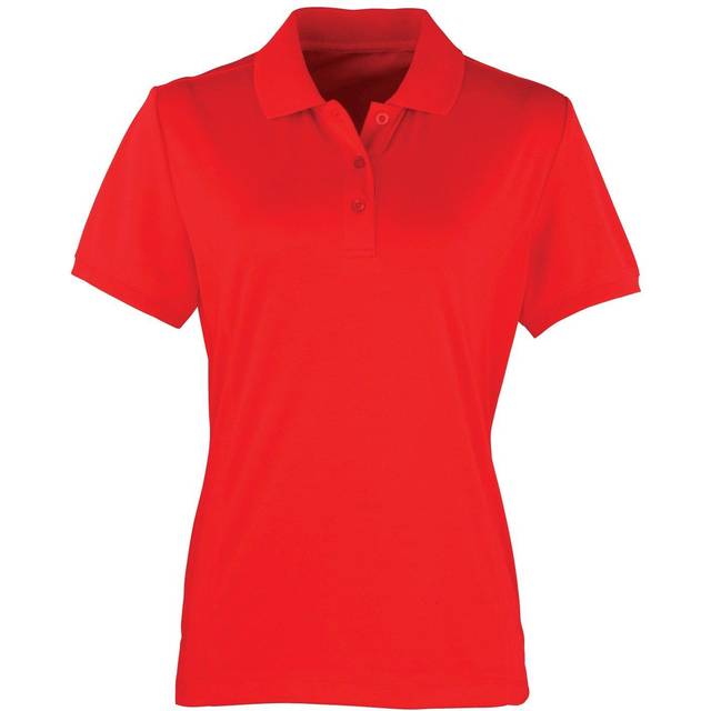 (S, Strawberry Red) Premier Womens/Ladies Coolchecker Short Sleeve Pique Polo T-Shirt
