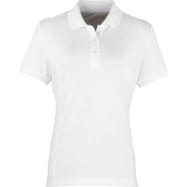 (2XL, White) Premier Womens/Ladies Coolchecker Short Sleeve Pique Polo T-Shirt