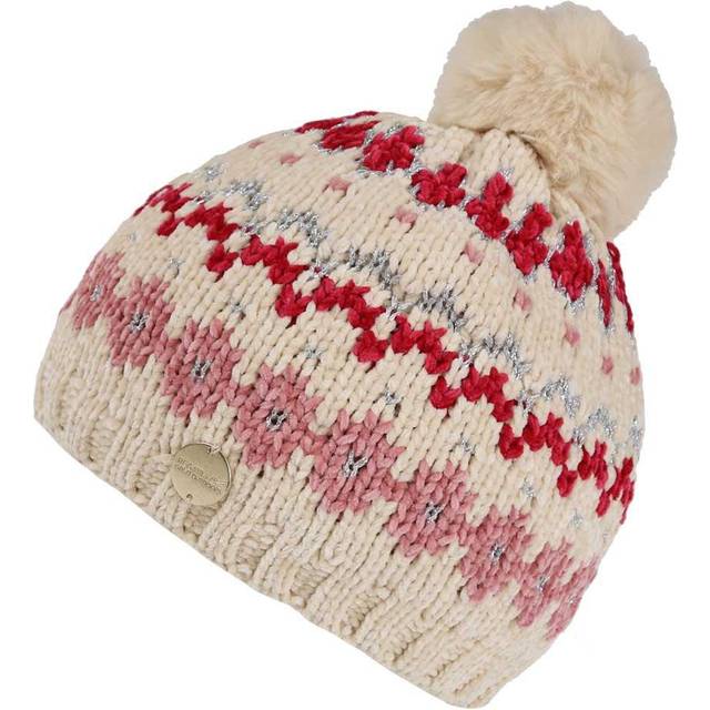 (4-6Yrs, Cream) Regatta Kids Hedy Lux lll Winter Warm Fleece Lined Fair Isle Knitted Bobble Hat